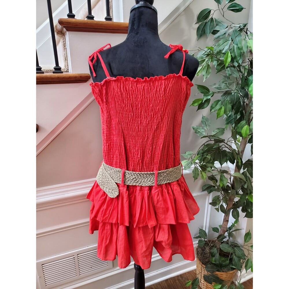 Chesley Women's Red 100% Cotton Sleeveless Casual Knee Length Dress Size L - Picture 3 of 12